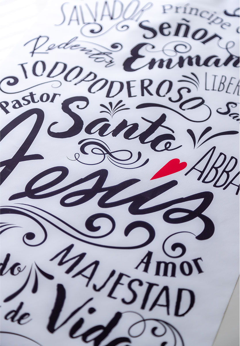Banner cristiano Nombres de Jesús – versículo bíblico en español, 40 x 100 cm – foto 4
