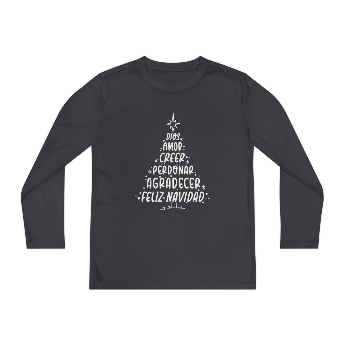 Youth Long Sleeve Competitor Tee Arbol Navidad – ropa cristiana para niños – foto 4