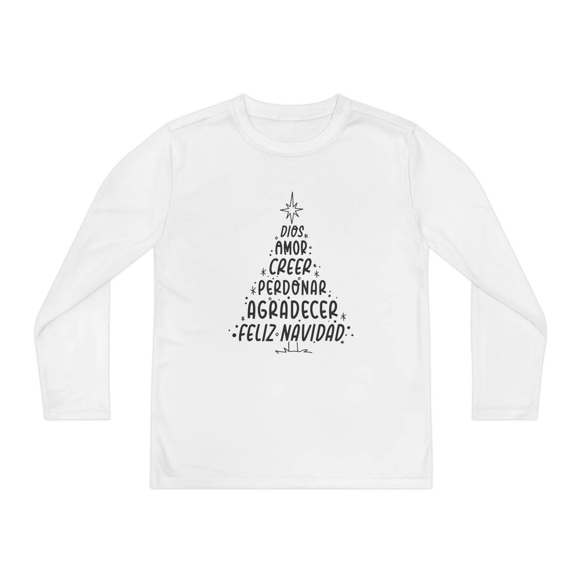 Youth Long Sleeve Competitor Tee Arbol Navidad – ropa cristiana para niños – foto 2