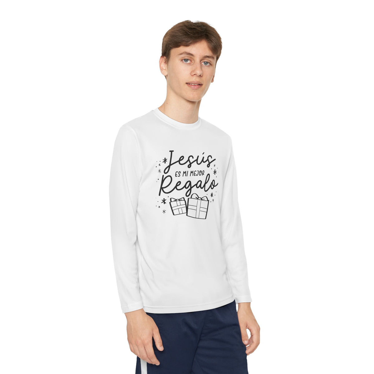 Youth Long Sleeve Competitor Tee Jesús mi Regalo – ropa cristiana para niños – foto 6
