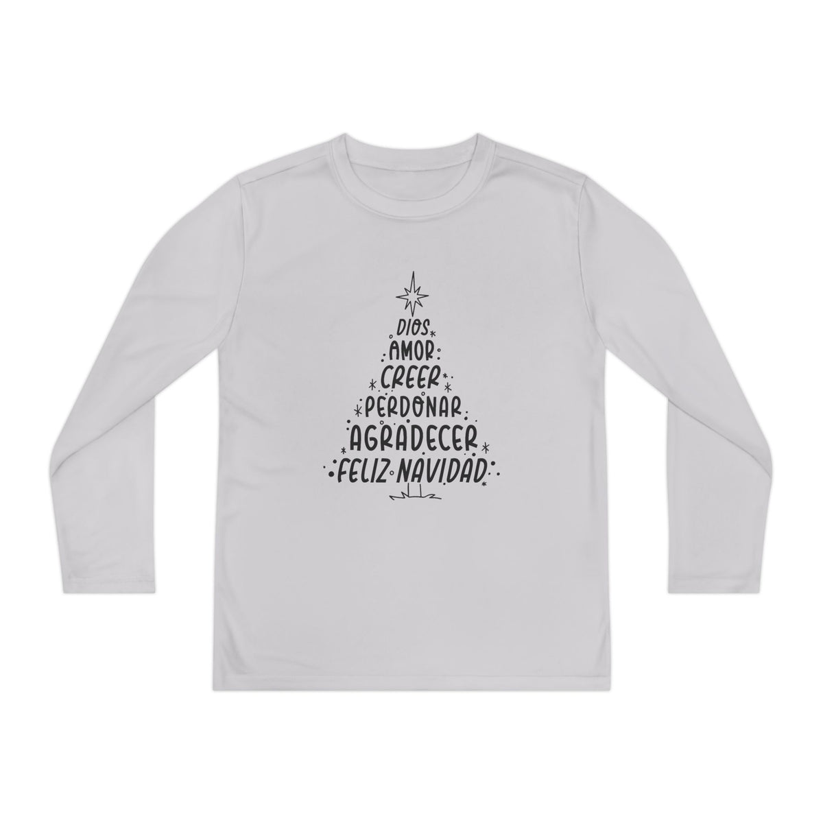 Youth Long Sleeve Competitor Tee Arbol Navidad – ropa cristiana para niños – foto 6