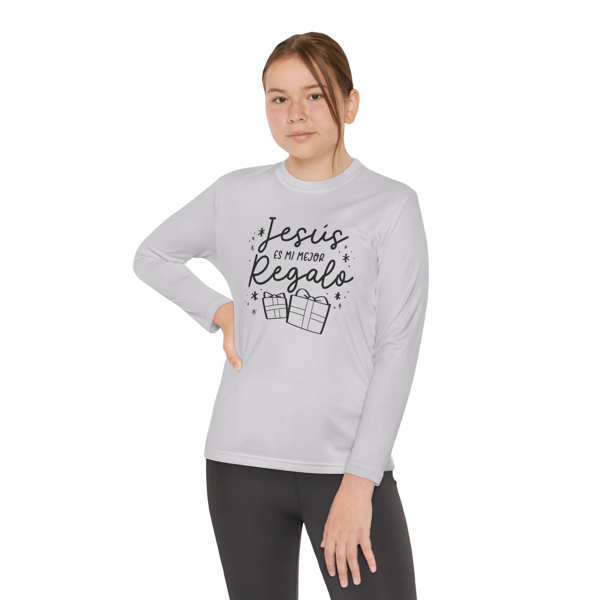 Youth Long Sleeve Competitor Tee Jesús mi Regalo – ropa cristiana para niños – foto 9