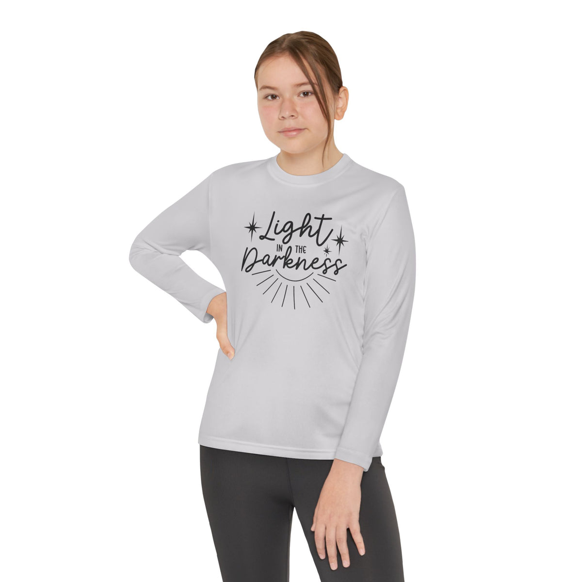Youth Long Sleeve Competitor Tee Luz – ropa cristiana para niños – foto 9
