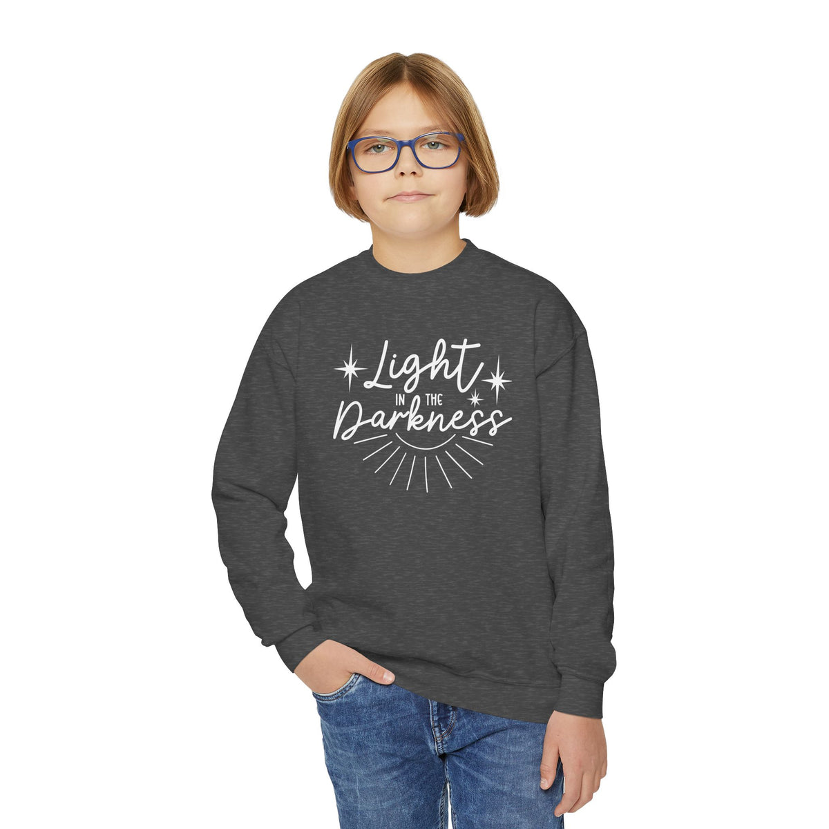 Youth Crewneck Sweatshirt Luz – ropa cristiana para niños – foto 11