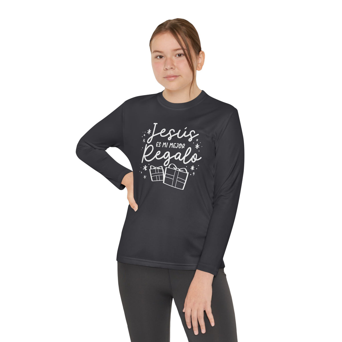 Youth Long Sleeve Competitor Tee Jesús mi Regalo – ropa cristiana para niños – foto 12
