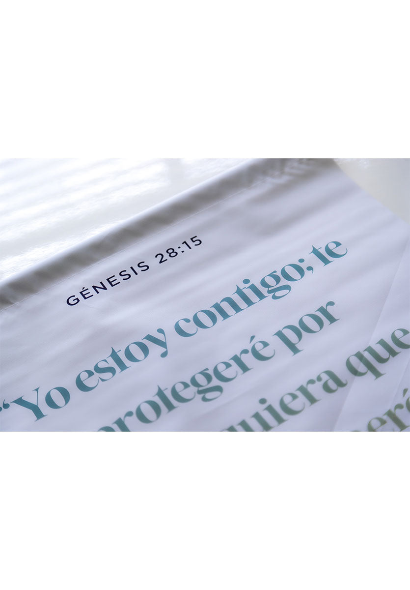 Banner cristiano Génesis 28:15 – versículo bíblico en español, 40 x 100 cm – foto 4