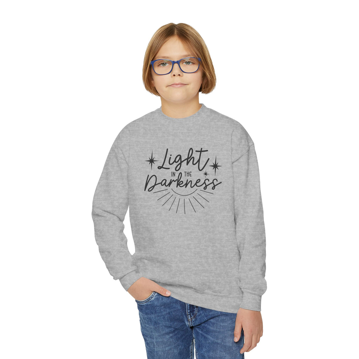 Youth Crewneck Sweatshirt Luz – ropa cristiana para niños – foto 8