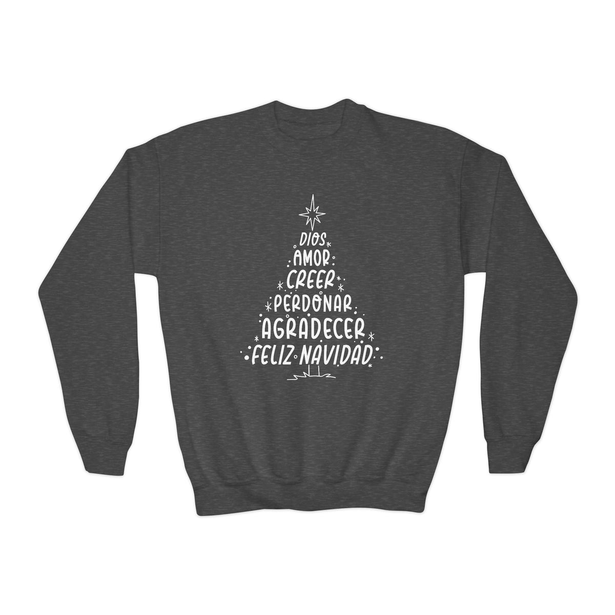 Youth Crewneck Sweatshirt Arbol Navidad – ropa cristiana para niños