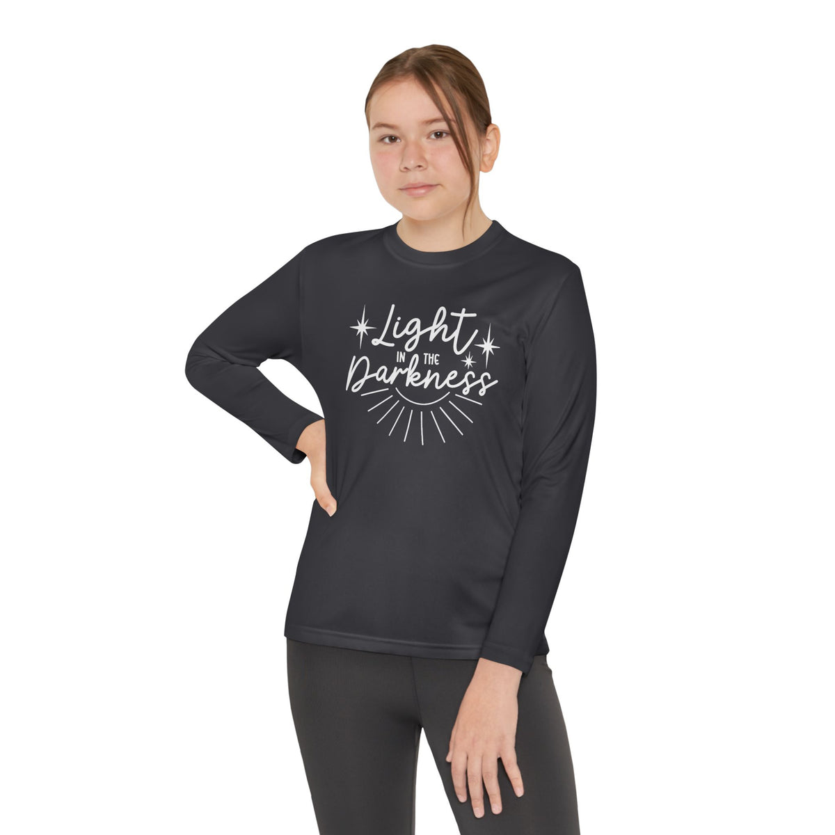 Youth Long Sleeve Competitor Tee Luz – ropa cristiana para niños – foto 12