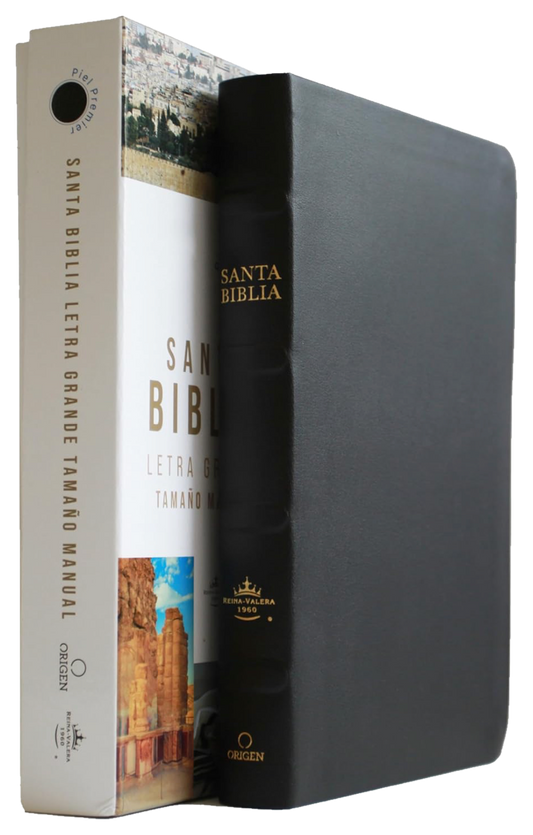 Biblia RVR 1960 letra grande tamaño manual, Piel Premier negro