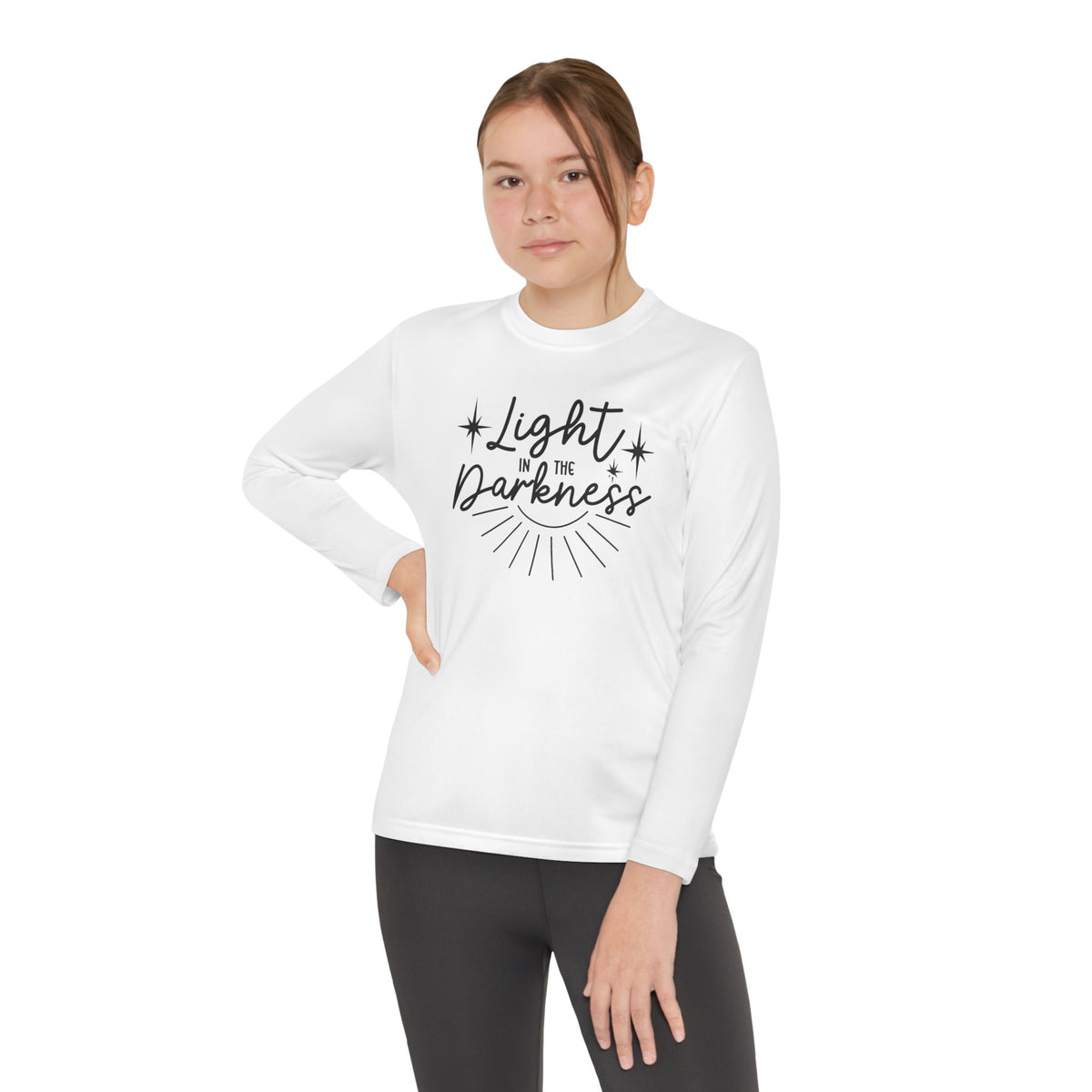 Youth Long Sleeve Competitor Tee Luz – ropa cristiana para niños – foto 6