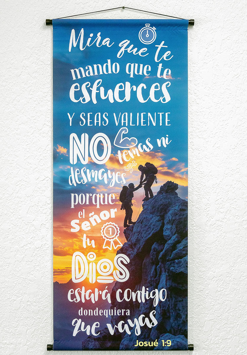 Banner cristiano Josué 1:9 (A) – versículo bíblico en español, 40 x 100 cm – foto 2