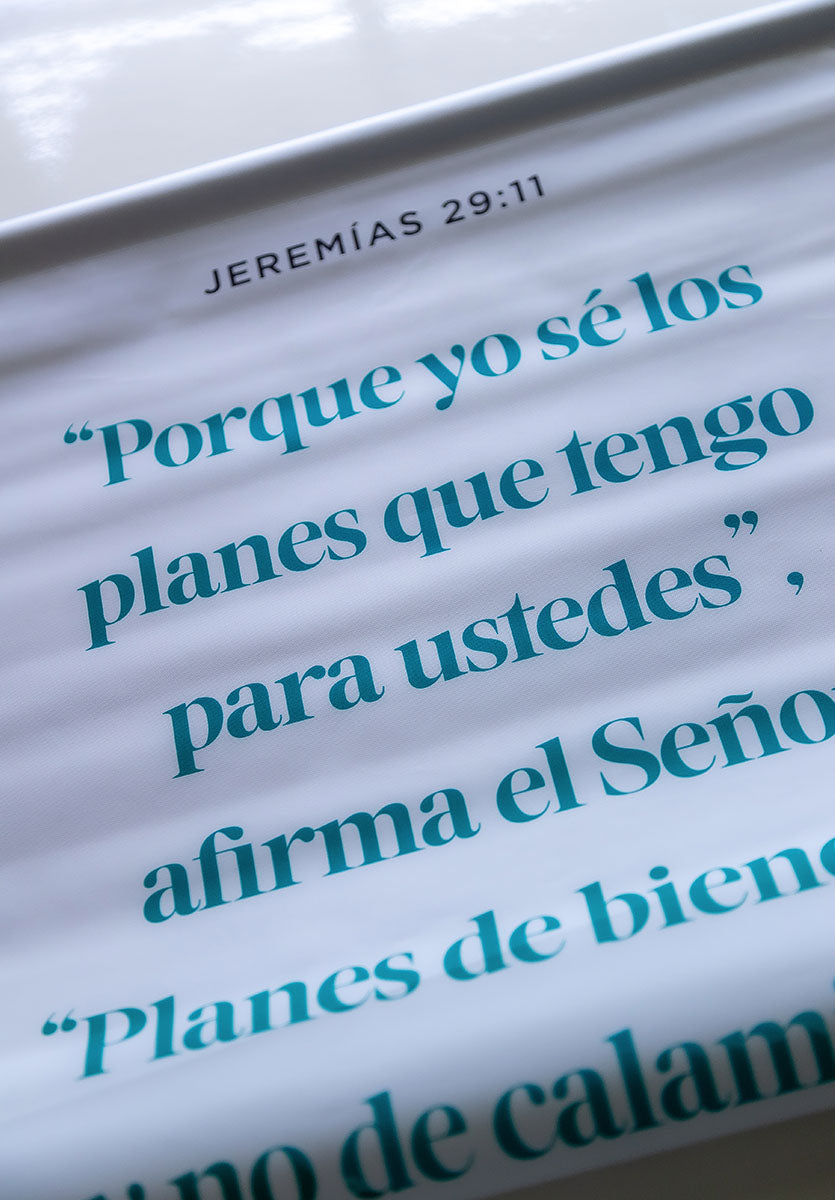 Banner cristiano Jeremías 29:11 (A) – versículo bíblico en español, 40 x 100 cm – foto 5