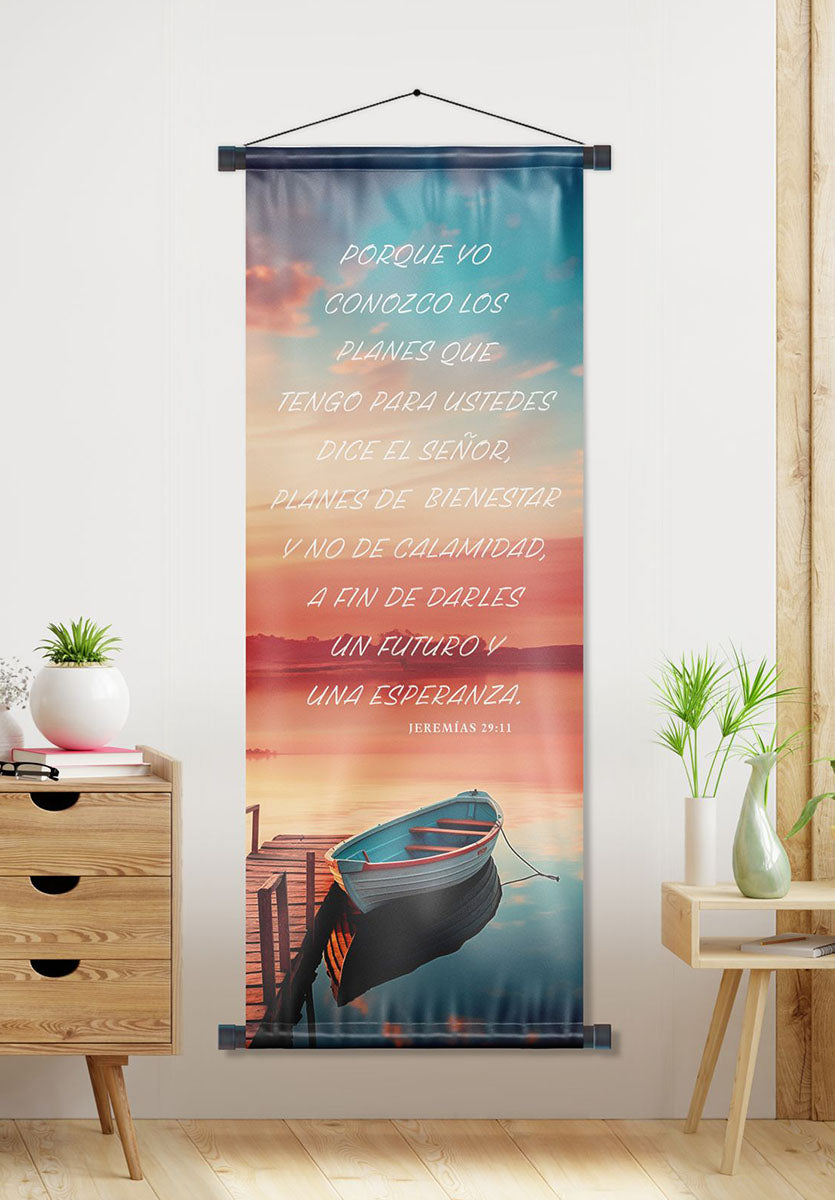 Banner cristiano Jeremías 29:11 (B) – versículo bíblico en español, 40 x 100 cm – foto 5