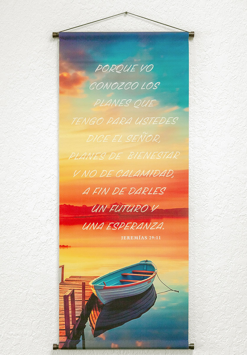 Banner cristiano Jeremías 29:11 (B) – versículo bíblico en español, 40 x 100 cm – foto 2