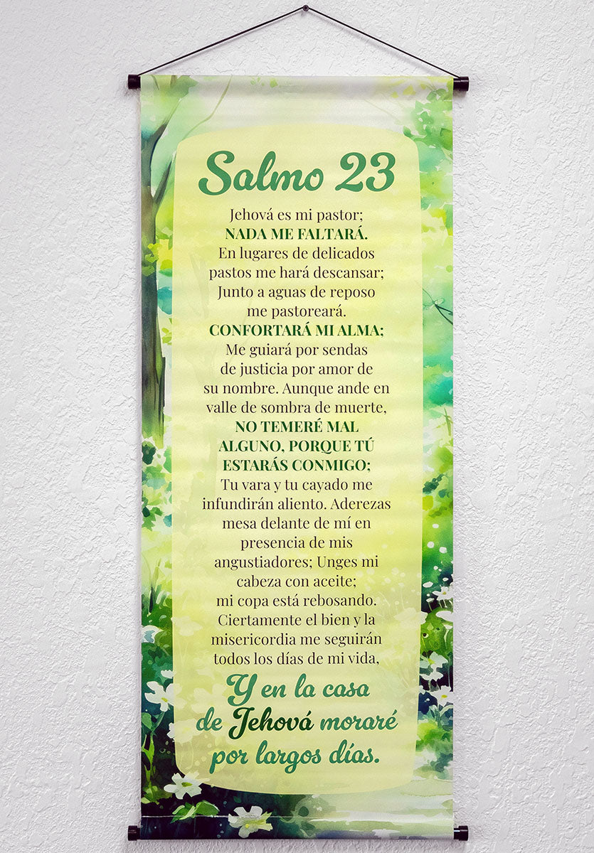 Banner cristiano Salmo 23 – versículo bíblico en español, 40 x 100 cm – foto 2