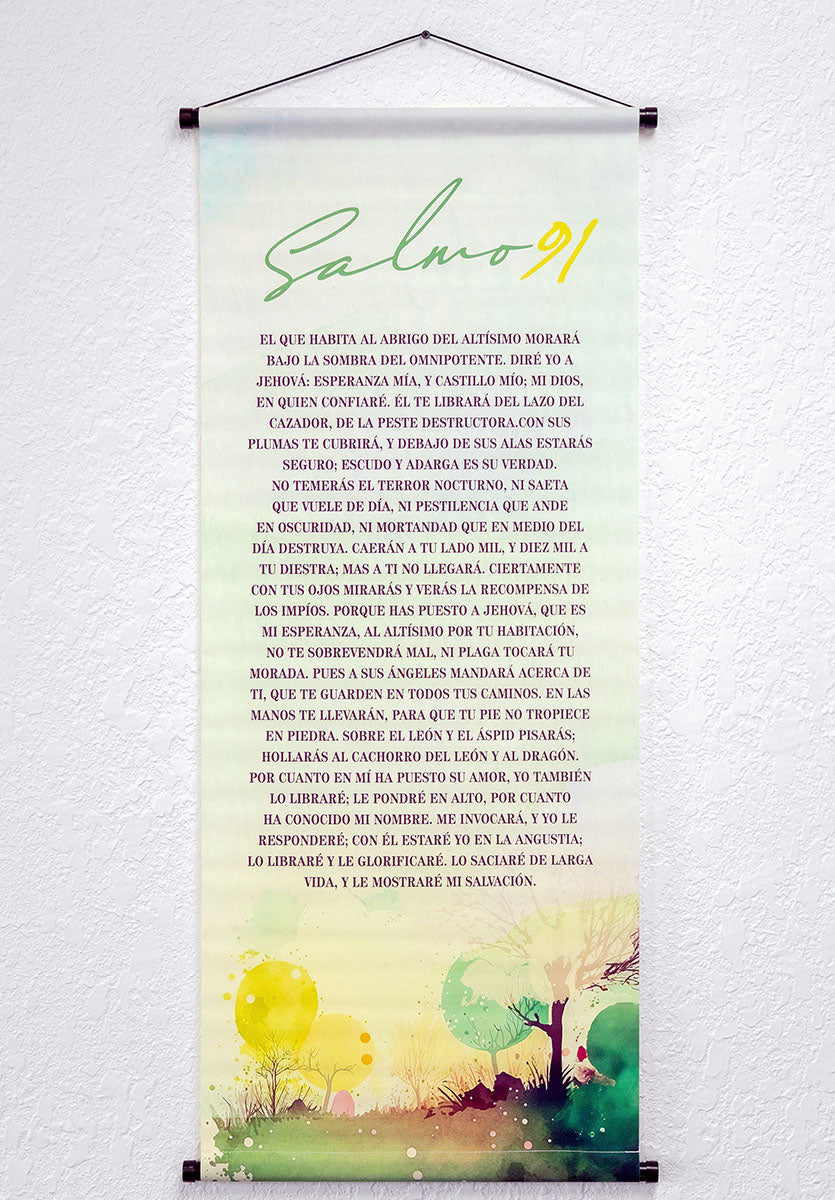 Banner cristiano Salmo 91 (A) – versículo bíblico en español, 40 x 100 cm – foto 2