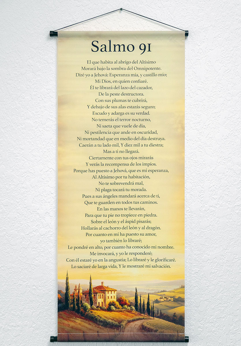 Banner cristiano Salmo 91 (B) – versículo bíblico en español, 40 x 100 cm – foto 2