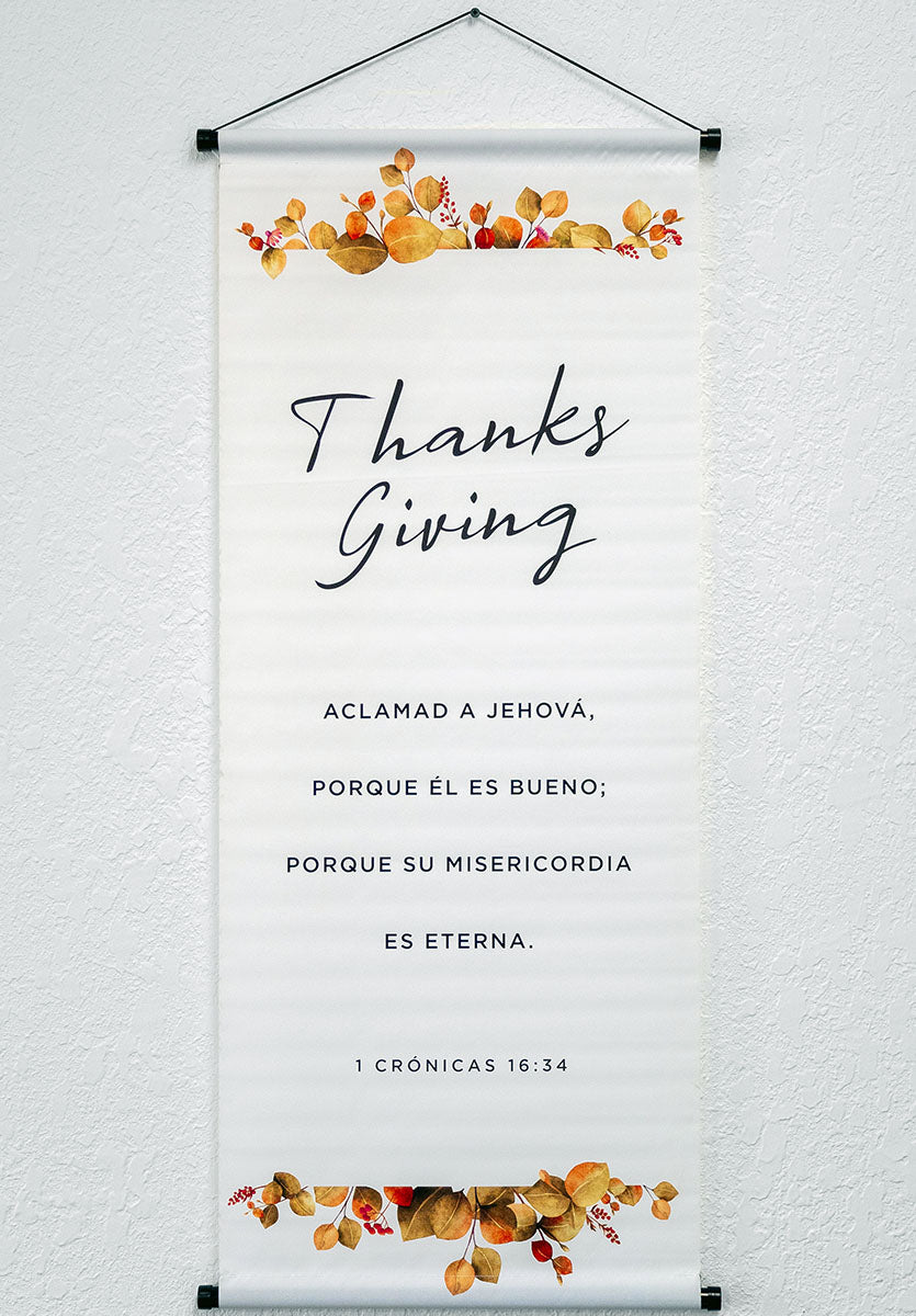 Banner cristiano Thanksgiving – versículo bíblico en español, 40 x 100 cm – foto 2